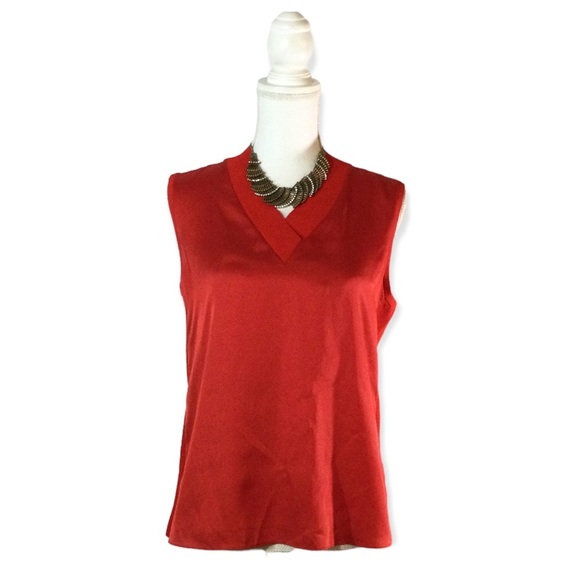 Ted Baker Womans Size 6 V Neck Sleeveless Jumper Career CasualBlouses In Red - Picture 2 of 12